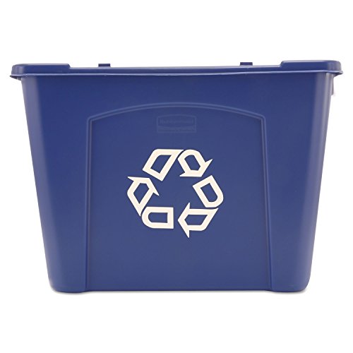 Rubbermaid Commercial Products Stackable Recycling Bin, 14 Gallon, Blue Storage Container, for Garage/Kitchen use for Boxes/Paper Recycle (Pack of 6) - size: 14G