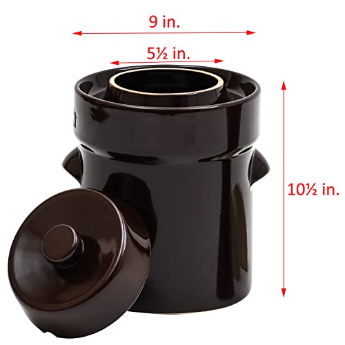 Fermentation Jar Crock Stoneware Pickling Set with Weights and Cabbage Tamper by Trademark Innovations