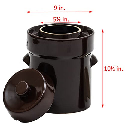 Fermentation Jar Crock Stoneware Pickling Set with Weights and Cabbage Tamper by Trademark Innovations