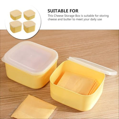 SHERCHPRY 4pcs Cheese Storage Boxes Set for Refrigerator, Airtight Sliced Cheese Keeper Containers with Lids, Household Kitchen Food Storage Organizers, Multi-size (large Small)
