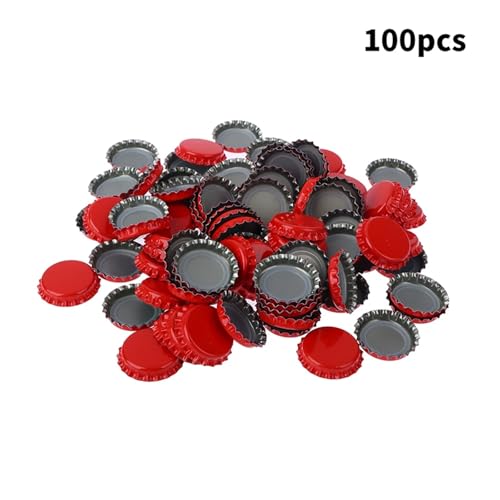 100Pc/Set Beer Cap New Beer Bottle Caps Oxygen Absorbing Seal Caps for DIY Home Brewing Beer Tool Bar Accessorie Equipment(Red) - color: Red