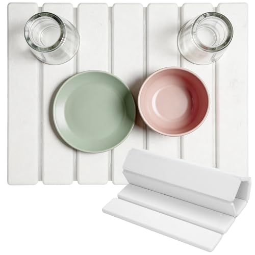 Stone Dish Drying Mat for Kitchen Counter, 16''×12'' Quick Dry Stone Dishes Mats Foldable Water Absorbing Diatomaceous Earth Drying Organizer Mat for Dishes Utensils Bottles Any Countertop(White) - color: White, size: 16" x 12"