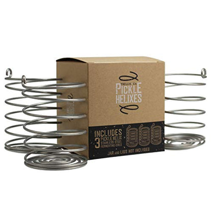 Stainless Steel Pickle Helix Coils, Fermentation Weights 3 | Pack For Wide Mouth Mason Jar Fermenting | Best Way To Hold Vegetables Under Water For Fermentation - size: Weights Only