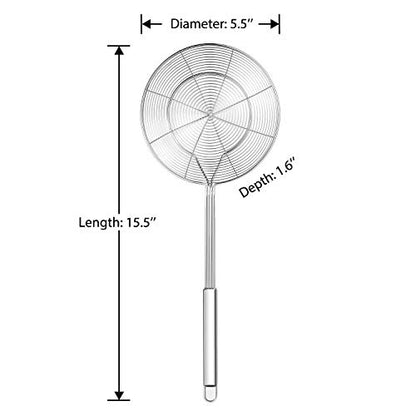 Hiware Solid Stainless Steel Spider Strainer Skimmer Ladle for Cooking and Frying, Kitchen Utensils Wire Strainer Pasta Spoon, 5.4 Inch - size: 5.4-Inch