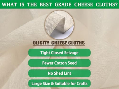 Olicity Cheese Cloth Roll,Grade 100,3x30Ft, 90 Sq Feet, Reusable Cheese Cloths with Closed Edges Fabric Fine Mesh Cloth, Unbleached Cotton Muslin Bulk Cheesecloth Roll for Straining, Crafts - 10 Yards
