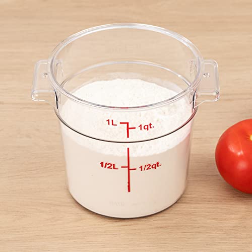 Restaurantware Met Lux 1 Quart Food Storage Containers 10 Round Commercial Storage Containers - Lids Sold Separately With Volume Markers Clear Plastic Food Prep Buckets Space-Saving Storage - size: 1 qt, style: 10 Count