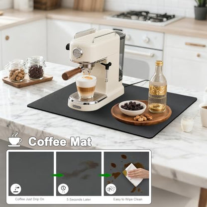 Dish Drying Mats for Kitchen Counter, Waterproof Coffee Mat for Countertop, Under Sink Mats, Coffee Bar Mat Accessories - size: 12" x 19"