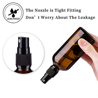 Hydior Amber Glass Spray Bottles for Essential Oils, 4oz Empty Small Fine Mist Spray Bottle 2 Pack - color: Black Amber