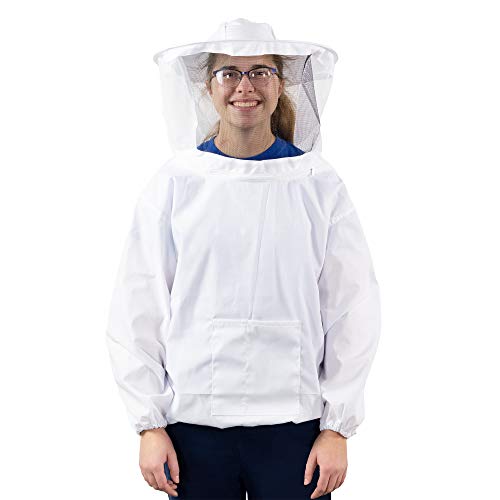 VIVO Professional White Medium Beekeeping Suit, Jacket, Pull Over, Smock with Veil BEE-V105M - size: Medium - Jacket