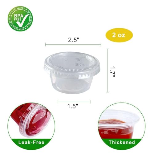 TashiBox 2 oz 100 Sets Disposable Plastic Cups with Lids, Jello Shot Cups Souffle Cups… - size: 2oz-100Sets