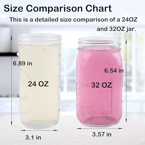Mason Jar Pitcher With Pour Spout Lid (2 Pack) 32 Oz Wide Mouth Glass Pitcher With Handle And Flip Cap Lid 1 Quart Airtight Leak Proof Water Jugs For Iced Drinks, Iced Coffee, Milk, Lemonade
