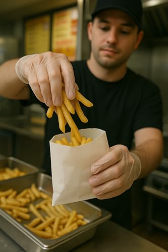 Food Service Paper Bags for Fries, Hashbrowns & Hot Foods - 5.5x4 inch, 1000 Count White Takeout Bags - style: White