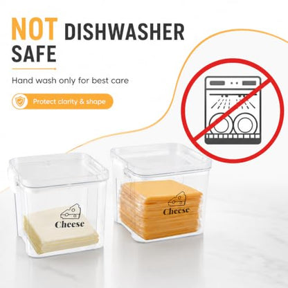 2 Pack Cheese Container for Refrigerator Airtight Creamer Container with and Lid Cream Cheese Sliced Cheese Box Cheese Saver for Fridge Keeper Cream Block Shredded Cheese Storage Box Clear