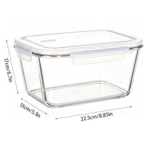 2.6L Sourdough Starter Jar, Airtight Glass Container with Lid, 88 oz Rectangular Wide Mouth Fermentation Jar for Sourdough Bread Baking, White Kitchen Food Storage, Sour Dough Tools Kit