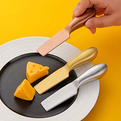 Stainless Steel 18/10 Cheese Desert Knives, Set of 4, Baikai Gold Breakfast Butter Knife, Slicer Sandwich Spreader … (Cheese Knife Set-Rose Gold) - color: Cheese Knife Set-Rose Gold
