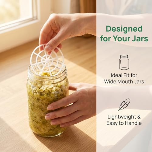 VOSAREA 5PCS Fermentation Weights Wide Mouth Fermenting Jar Pickle Can Mesh Presser Break Resistant Mesh Press Lightweight Pickle Canning Accessories
