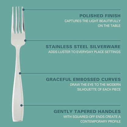 Gibson Home Castleford Flatware Utsensil Set, 20-Piece Stainless Steel Silverware Service for 4 – Modern Polished Finish - size: Service for 4 (20pcs)