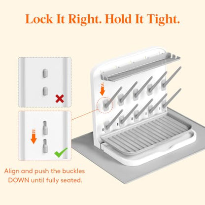 Lifewit Baby Bottle Drying Rack with Drain Mat & 10 Hooks, Newborn Essentials Must Haves, Bottle Storage Organizer for Countertop, Cabinet, Rack Dryer Holder for Pacifiers, Pump Parts, Baby Stuff - size: Medium-10 Hooks