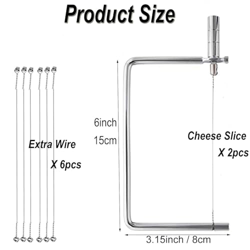 Cheese Slicer Accessories Kitchen Marble Board Cheese Cutter Stainless Steel Components Ideal Making Giftable Cheese Cutting Boards with The Cheese Slicer Kit(2CheesS slicer 6Extra Wires,6inch) - size: 6inch