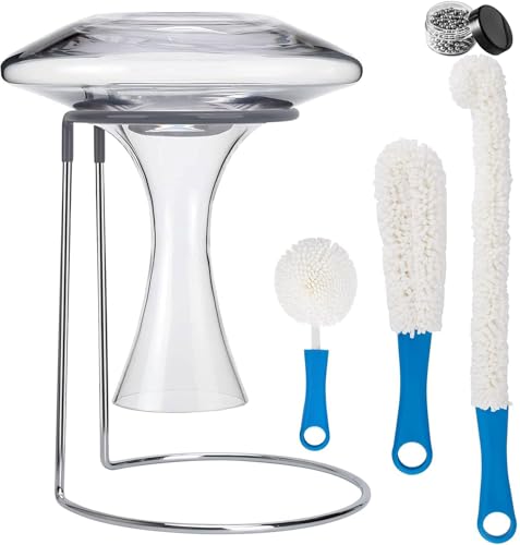 Wine Decanter Drying Stand with Rubber Coated Top to Prevent Scratches, Wine-Decanter Drying Rack for Standard Large Wine Decanters, Decanter Cleaner Includes Cleaning Brush & Decanter Cleaning Beads - style: Decanter Drying Stand