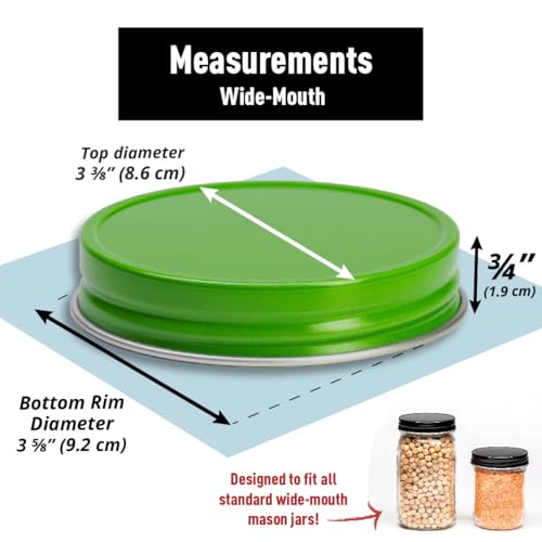 AllSpice Rust-Proof Wide Mouth Aluminum Metal Mason Jar Lids Leak-Proof 12-Pack (Green) - color: Green, size: Wide Mouth