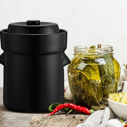 Tioncy 2.6 Gallon 10L Fermentation Crock Ceramic Sauerkraut Crock with Lid Weights and Pounder Brown Ceramic Crock Kit for Fermenting Pickling Cabbage Sauerkraut Pickles Vegetables
