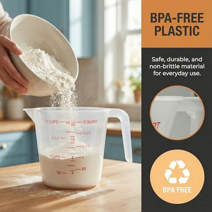 16 Pcs 2 Cup Capacity Plastic Measuring Cup, 16 Oz/500 ml Clear Graduated Measuring Cups Plastic Mug with Spout and Handles Ounce and Ml Cup Marking for Recipe Ingredient, Flour, Water, Liquid - color: 16 Pcs, size: 2Cup/16OZ