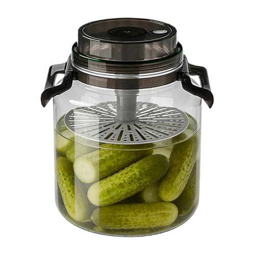 Pickle Jar, 5L Large Pickle Jar With Detachable Press And Handle, Chinese Japanese Korean Pickled Vegetables Container