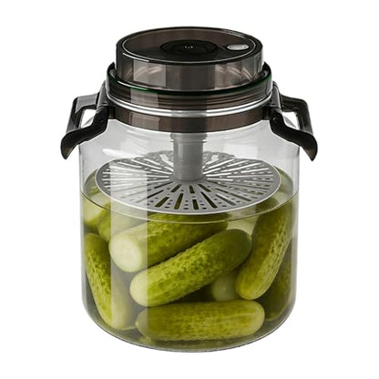 Pickle Jar, 5L Large Pickle Jar With Detachable Press And Handle, Chinese Japanese Korean Pickled Vegetables Container
