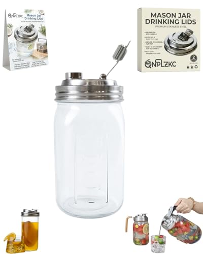 Metal Mason Jar Drinking Lids with Handle Wide Mouth Stainless Steel Glass Canning Supplies Superb Canning Lid Anticracking Leak Proof Seal Flip Cap Cover Airtight Accessories for Drink - color: #7 86mm