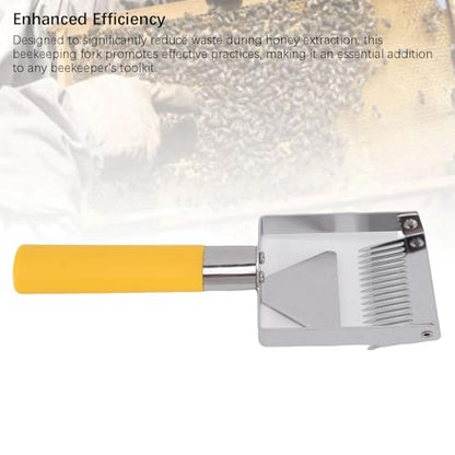 ZJchao Adjustable Honey Uncapping Fork Stainless Steel Scraper Beekeeping Fork, with Comfortable Plastic Handle for Honey Extraction 6oz 8.27in