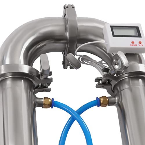 Tubular Distillation Tower with Sight Glass, 2'' Domestic Brewing Equipment Distiller Stainless Steel Still Reflux Column for 13-26 Gallon Fermenter Capacity
