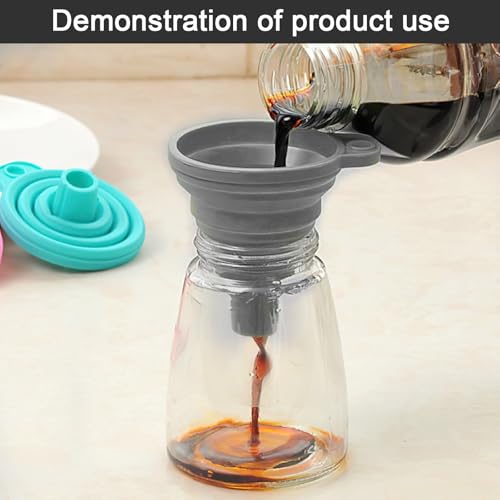 Kitchen Funnel Set 3 Pack, Small Medium Large, Kitchen Accessories Foldable Silicone Collapsible Funnels for Filling Water Bottle Liquid Transfer, Grey - color: 3 Gray