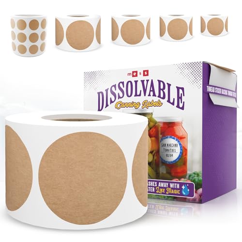 Dissolvable Canning Labels 2.5in Round, Removable Kraft Mason Jar Stickers - size: 2.5 inch