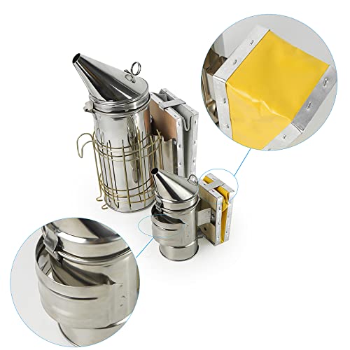 Luwint Kids Bee Smoker Kit, 7 Inch Mini Bee Hive Smoker with X-Small Beekeeping Gloves for Boys Girls 4-10 Years, Real Beekeeping Tools for Single Beehive and Starters - color: For Kids+Gloves