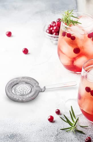 KITESSENSU Cocktail Strainer, Stainless Steel Classic Hawthorne Spring Bar Strainer with Long Handle, Drink Strainer Cocktail for Professional Bartenders, High Density Spring