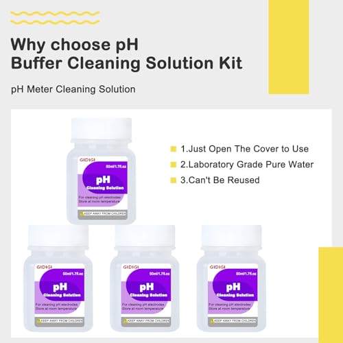 Digital pH Meter for Food and pH Cleaning Solution Pocket pH Pen for Fermentation with 4 * 50ml Cleaning Solution and pH Calibration Kits