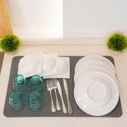 LIFSEZY- Large Stone Drying Mat for Kitchen Counter – Quick Dry Stone Mat Kitchen Accessory, Diatomaceous Earth Mat for Sink, Dishes, and Utensils, Gray. - size: 23.6" x 15.7"
