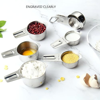 Measuring Cups and Spoons Set Heavy Duty 304 Metal Stainless Steel Measuring Cup Spoon Kitchen Gadgets for Cooking Baking (Set of 17) - size: Set of 17