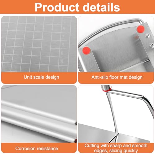 Cheese Slicer, Stainless Steel Cheese Cutter with Precision Grid Scale, Multipurpose Cheese Slicers for Cheese, Butter, Vegetables, Sausages, Comes with 50 Pcs Liner Papers