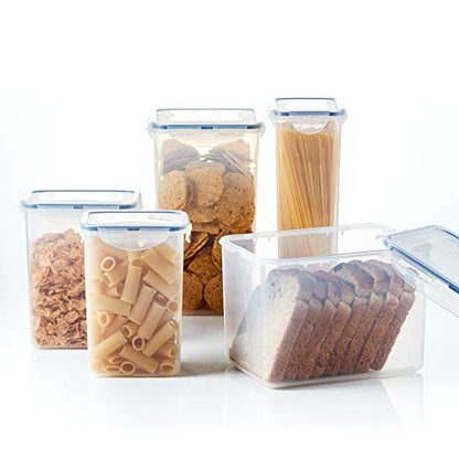 LOCK & LOCK LocknLock Easy Essentials Airtight Rectangular Tall Food Storage Container 7.61 Cup, 4 Piece, Clear - size: 4 Piece Set