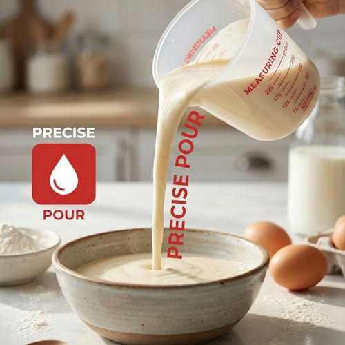 16 Pcs 1 Cup Capacity Plastic Measuring Cup, 8 Oz/250 ml Clear Graduated Measuring Cups Plastic Mug with Spout and Handles Ounce and Ml Cup Marking for Recipe Ingredient, Flour, Water, Liquid - color: 16 Pcs, size: 1Cup/8OZ