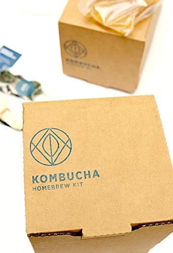 Kombucha Starter Kit - Organic SCOBY & Strong Starter Liquid. Make Delicious Kombucha at Home With Our USA Made 1 Gallon Glass Brew Jar, Temp Gauge And Custom Tea Blend (Tea And Sugar) - style: Tea and Sugar