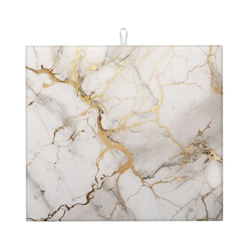 Dish Drying Mat Marble Gray Gold White for Kitchen Counter Absorbent 16x18 Inch Microfiber Dishes Plate Glass Dry Draining Pad Reversible Washable - color: A0134, size: 16" x 18"
