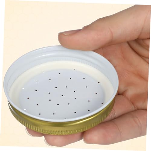 Kisangel 4Pcs Metal Bee Feeder Entrance Lids, Mason Jar Beehive Water and Sugar Syrup Feeding Tool, Durable Beekeeping Supplies Equipment for Garden Apiary