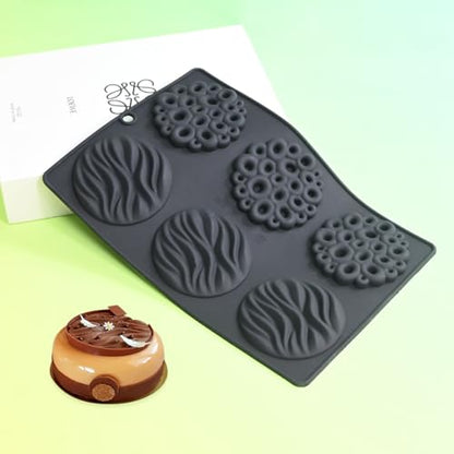 Silicone Mold, 6-Cavity Chocolate Mousse Cake Molds, Baking Mould for Desserts, Pastry, Candy, Non-Stick Food Grade Silicone Baking Pan (C_ Round) - size: C_ Round