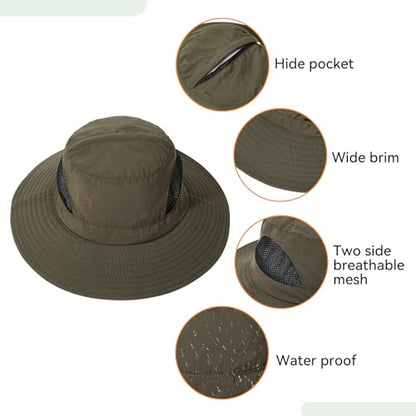 American Trends Fishing Hat with Hidden Mosquito Net Bug Net Bee Keeper Hats with Veil Bucket Hat for Men Women - color: Dark Grey
