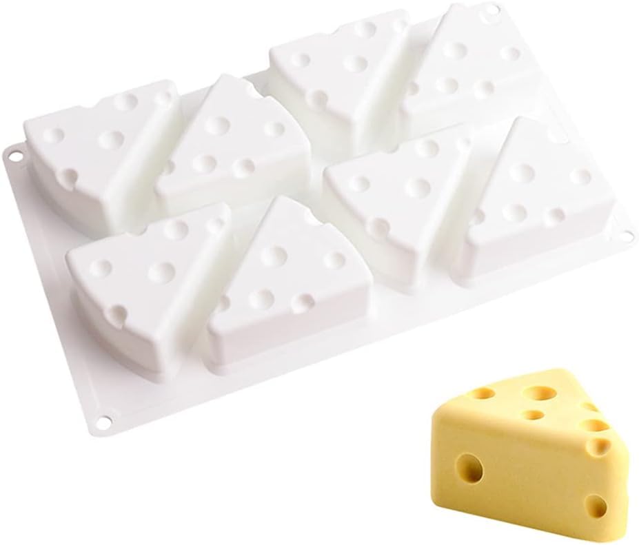 3D Cheese Shape Silicone Mold, 8 Cavities 11.9″ x 7.1″ x 1.7″ Food Grade Silicone Baking Mold for Cheese Cake Mousse Cake Brownies Chocolate French Dessert Ice Cream Soap