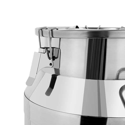 40L/10.56 Gallon 201 Stainless Steel Milk Can Wine Pail Bucket Tote Jug Liquid Storage Pail with Lid and Commercial Fermentation Barrel Heavy Duty Liquid Storage Kitchen Container