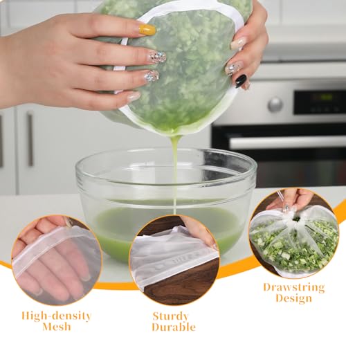6PCS Cheese Cloth Bags for Straining, Bowl-Shaped Reusable Nylon Cheese Cloth Filter Bag, Fine Mesh Cheesecloth for Cooking Nut Milk, Juice, Dumpling Fillings, Cooking (S)